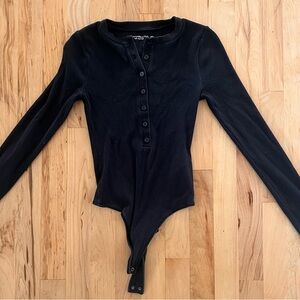 Abercrombie & Fitch Black Long Sleeve Bodysuit